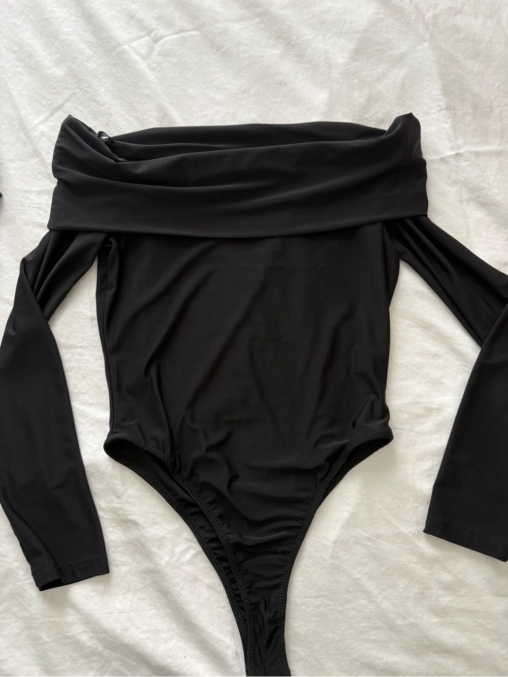 off the shoulder black bodysuit